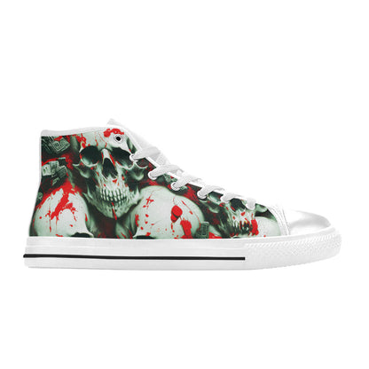 MEN'S Splatter Skulls 4 Men’S High Top Canvas Aesthetic Custom Sneakers