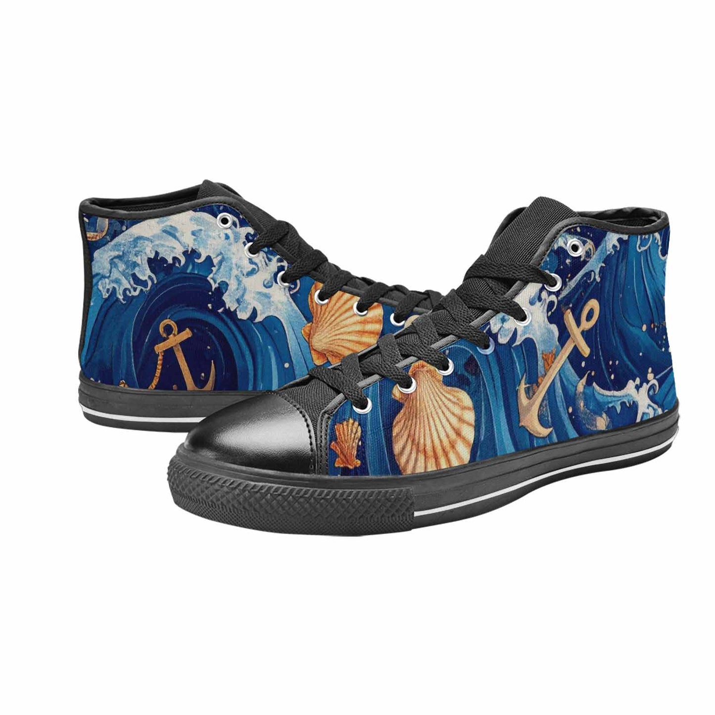 WOMEN'S Ocean Wave High Top Canvas Vivid Custom Shoes