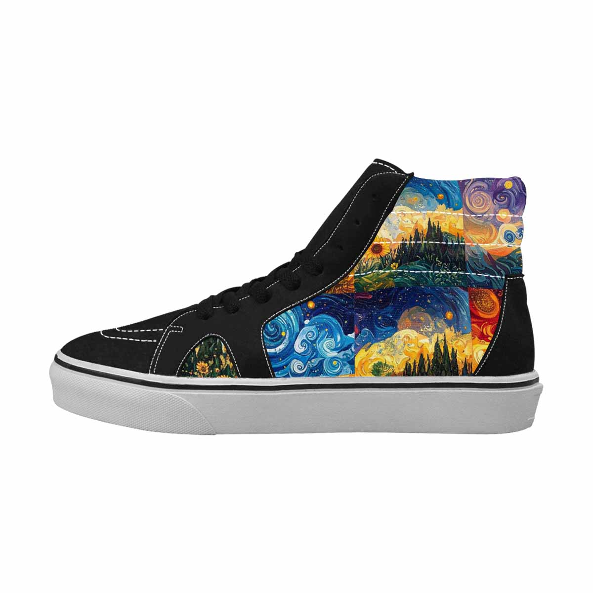 WOMEN'S Van Gogh-Style Swirl High Top Canvas Grunge Custom Shoes