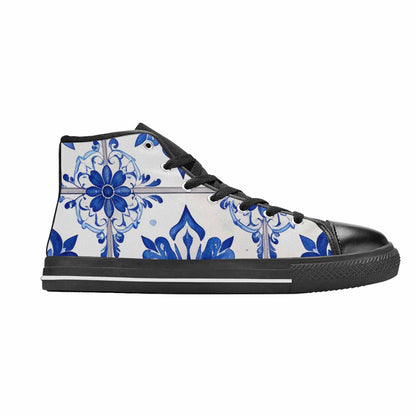 MEN'S Talavera Tile Floral High Top Canvas Grunge Custom Sneakers
