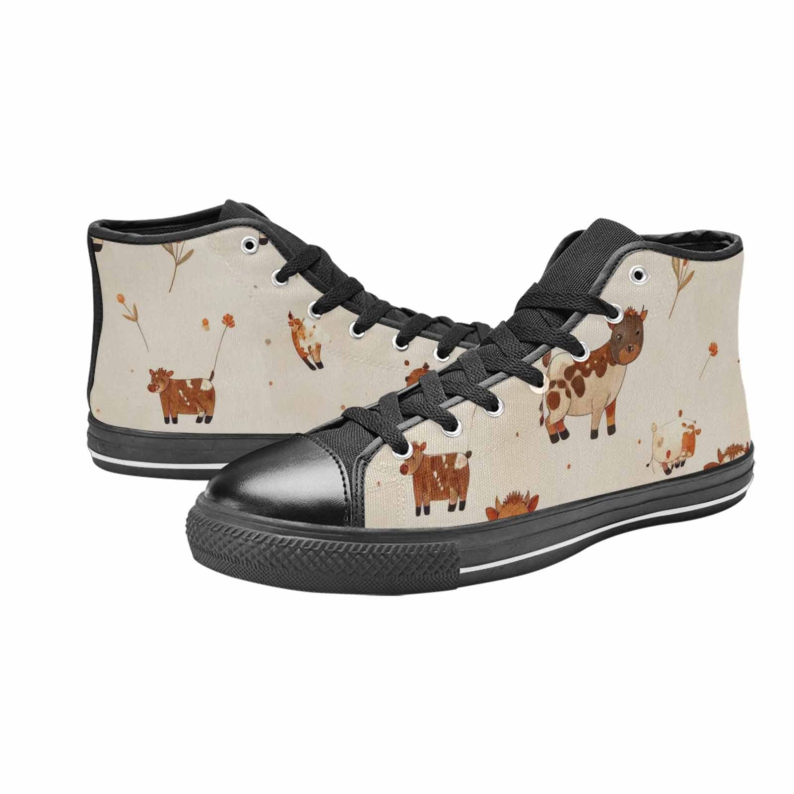 MEN'S Cow Animal Print High Top Canvas Neon Fantasy Sneakers