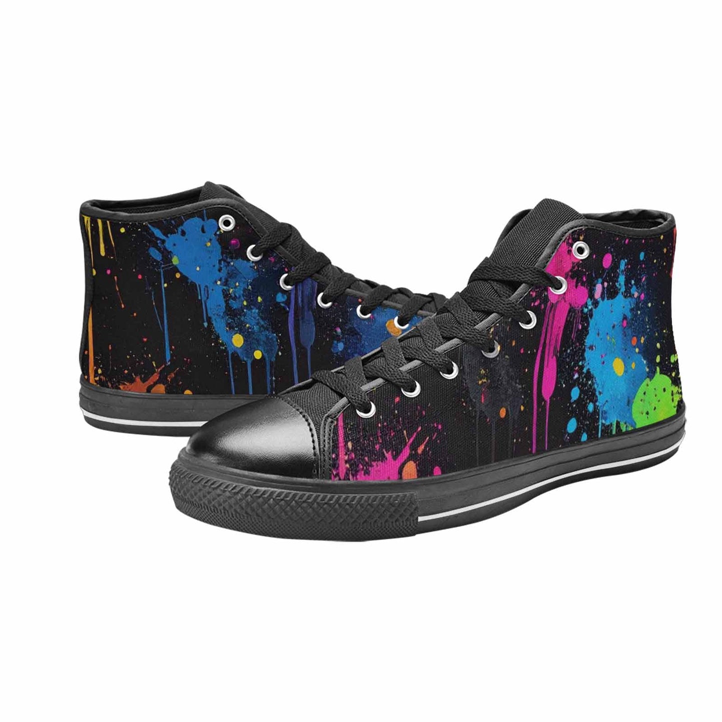 WOMEN'S Paint Splatter High Top Canvas Wallpaper Art Custom Shoes
