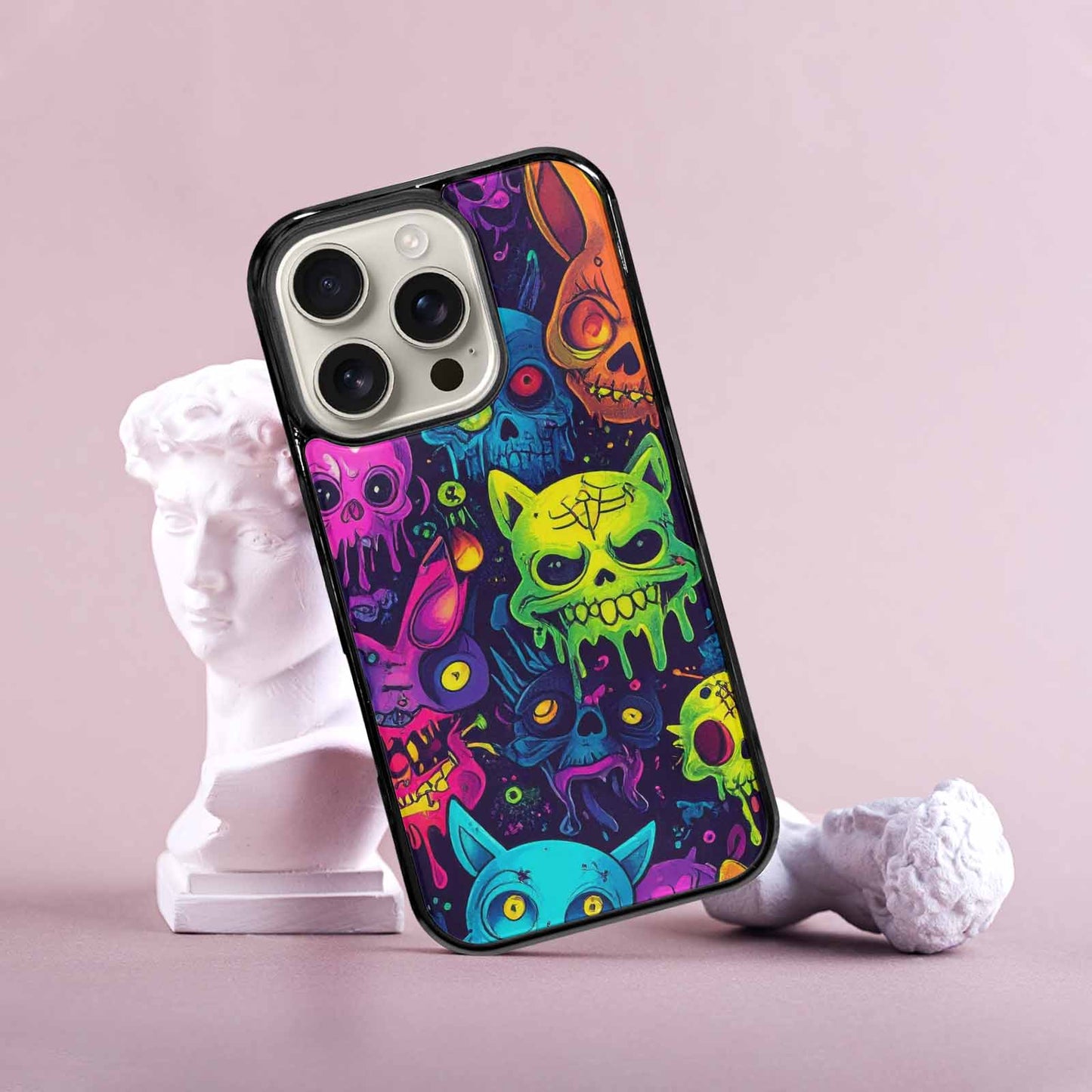 iPhone 16 Pro Case — Mixed Toxic Glow Creature Pattern Hundreds, Custom Made Phone Cover
