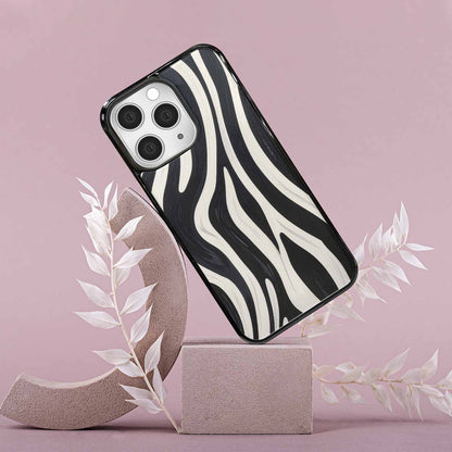 iPhone 15 Pro Max Case — Modern Zebra Stripe Print Crisp Black, Unique Phone Case Design