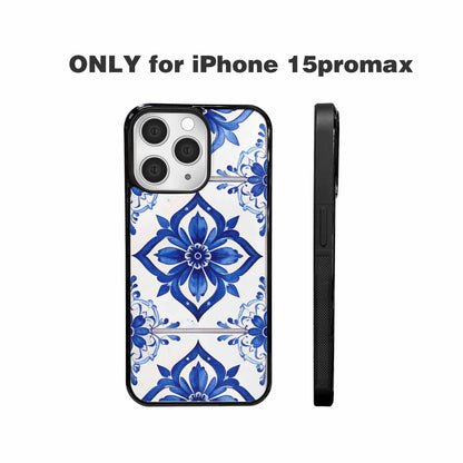 iPhone 15 Pro Max Case — Mexican Talavera Tile Pattern Floral Geometric, Custom Designed Case Cover