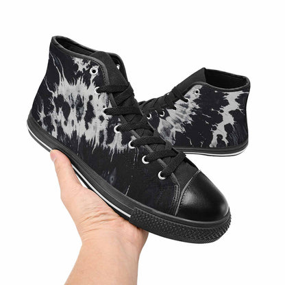 WOMEN'S Black White Animal Print High Top Canvas Wallpaper Art Sneakers