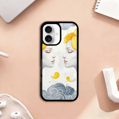 iPhone 17 Case — Gemini Twins Zodiac Pattern, Original Art, Custom Phone Case