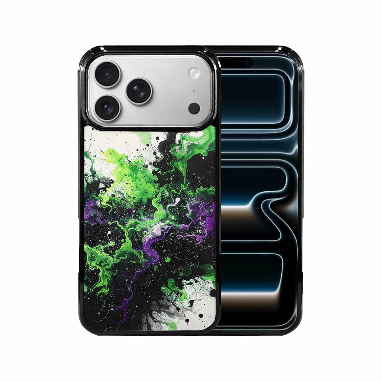 iPhone 17 Pro Max Case — Black &amp; Green Ink Galaxy Space, Custom Designed Case Cover
