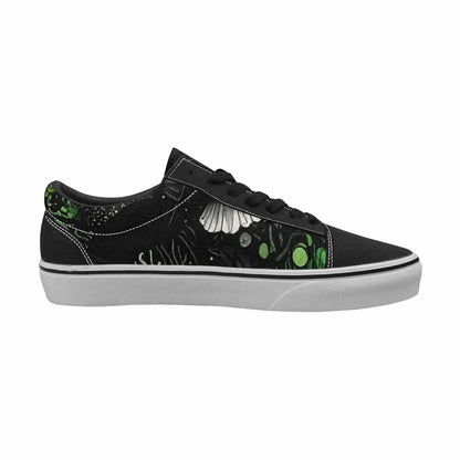 MEN'S Sea Creatures Black & Green Ink Canvas Custom Design Kaleidoscope Custom Streetwear Shoes