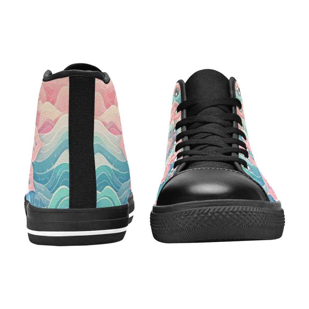 MEN'S Pastel Wave Mandala High Top Canvas Grunge Sneakers