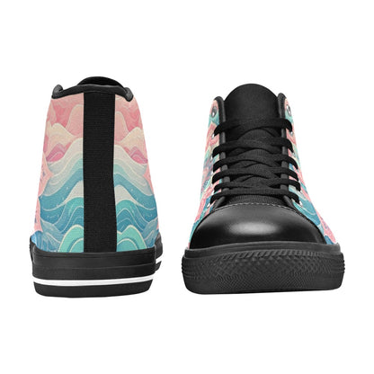 MEN'S Pastel Wave Mandala High Top Canvas Grunge Custom Shoes