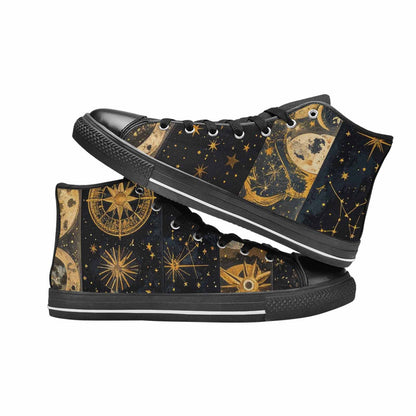 WOMEN'S Zodiac Constellation Star High Top Canvas Cottagecore Sneakers