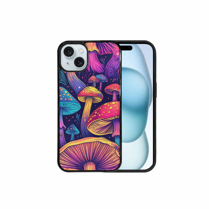 iPhone 15 Plus Case — Mushroom Psychedelic Art Seamless Pattern Vibrant, Custom Phone Case