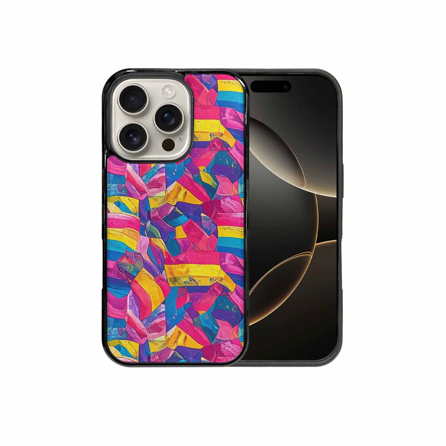 iPhone 16 Pro Case — Pansexual Flag Color Theme Small Rainbow, Custom Printed Phone Case