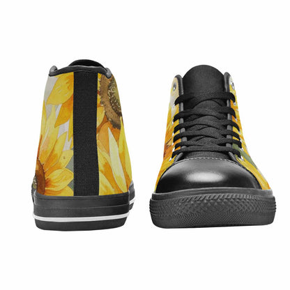 WOMEN'S Sunflowers Watercolor High Top Canvas Y2K Custom Sneakers
