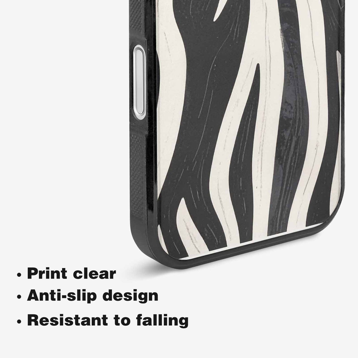 iPhone 16 Plus Case — Modern Zebra Stripe Print Crisp Black, Custom Designed Case Cover