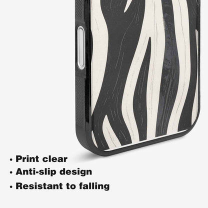 iPhone 16 Plus Case — Modern Zebra Stripe Print Crisp Black, Custom Designed Case Cover