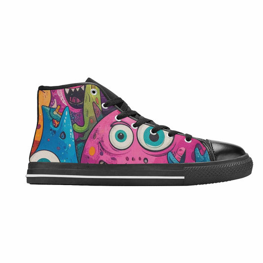 WOMEN'S Goofy Cartoon Monster High Top Canvas Surreal Custom Sneakers