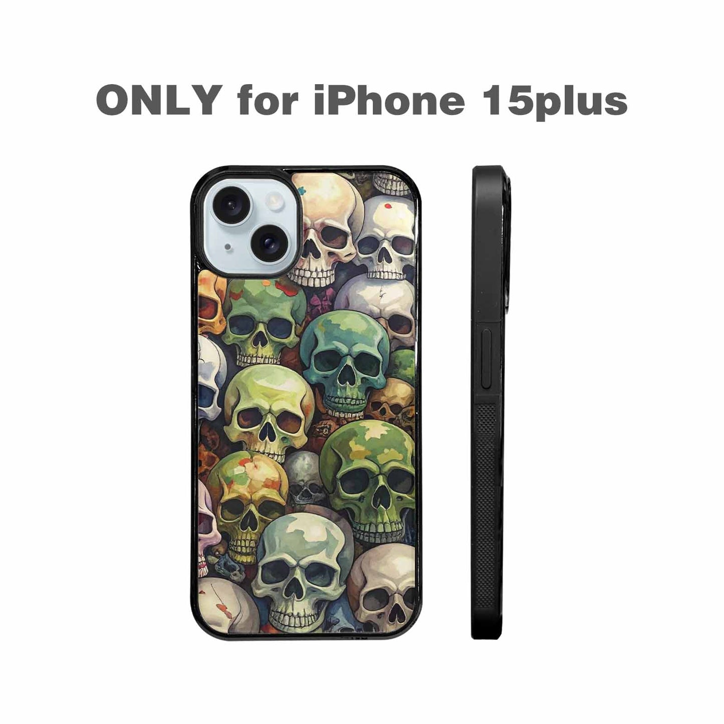 iPhone 15 Plus Case — Skulls Pattern Hundreds Of Sma, Custom Printed Phone Case