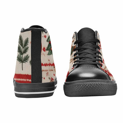 MEN'S Christmas Holly Snowflake High Top Canvas Neon Fantasy Sneakers
