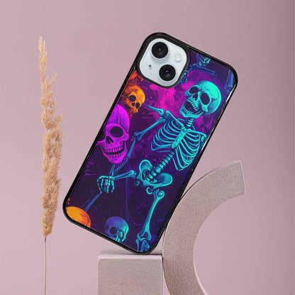 iPhone 15 Plus Case — Glowing Skeleton Pattern Hundreds Of Small, Custom Art Phone Cover