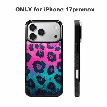 iPhone 17 Pro Max Case — Leopard Neon Pink Teal Airbrush Animal, Custom Printed Phone Case