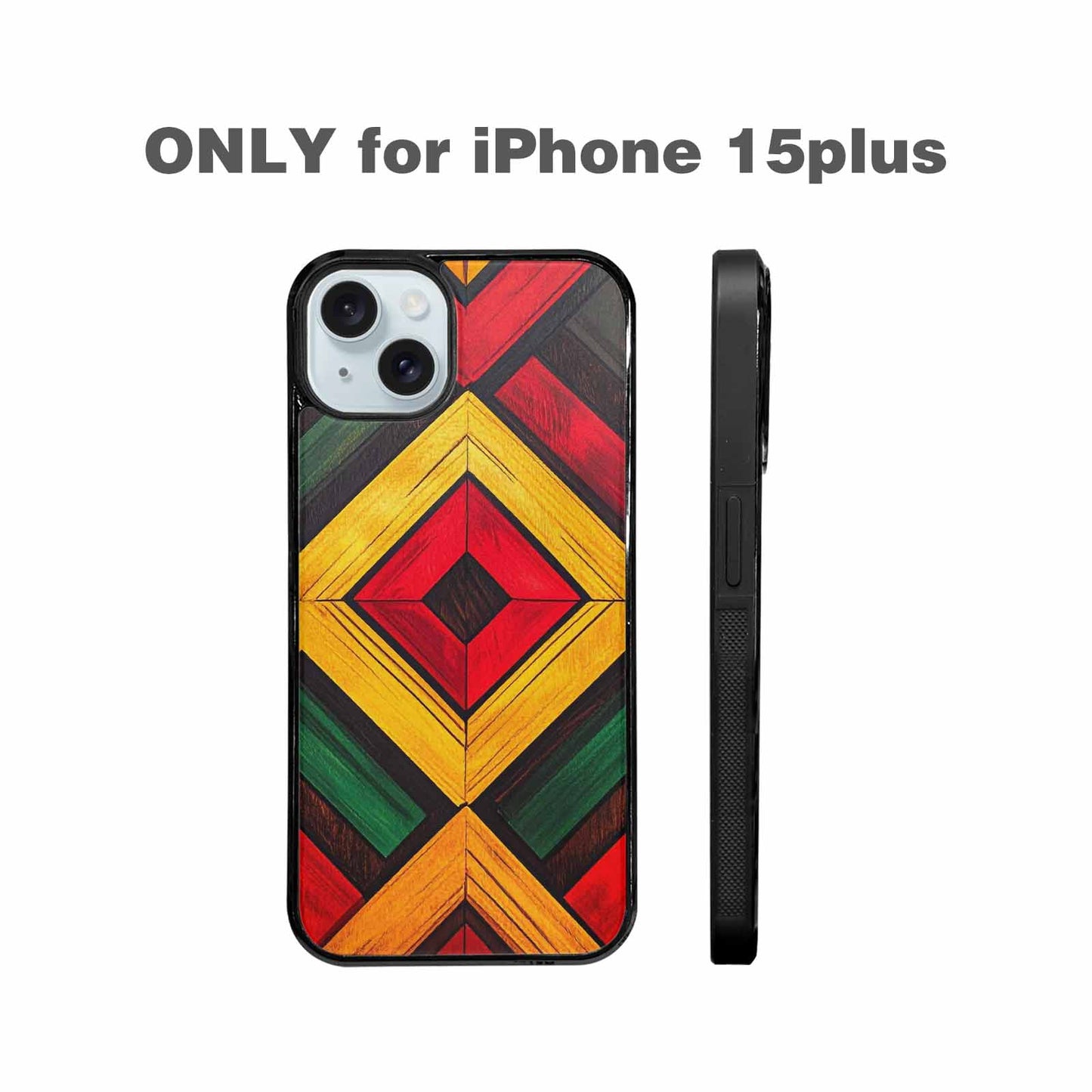 iPhone 15 Plus Case — African Kente Cloth Inspired Pattern Geometric, Custom Phone Case