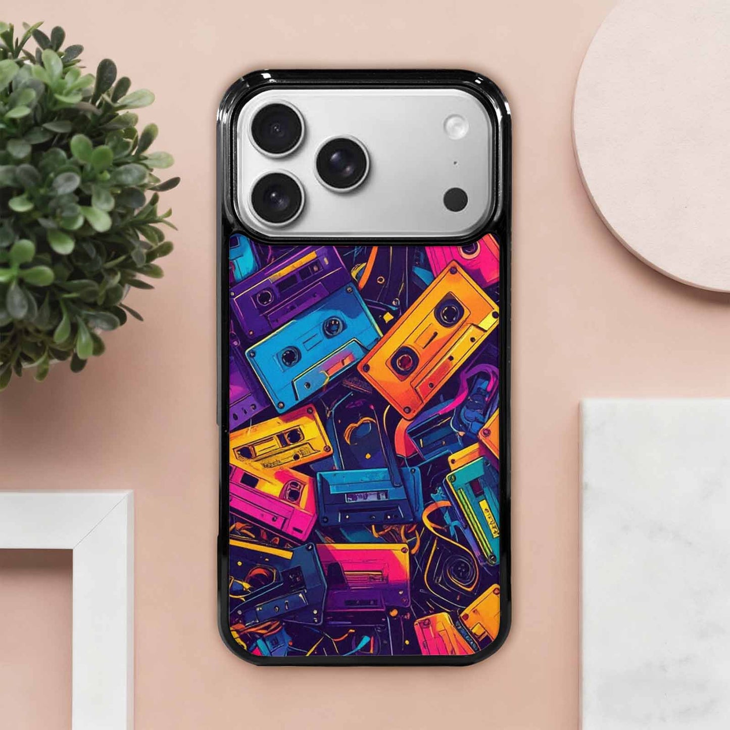 iPhone 17 Pro Max Case — Retro Cassette Tape Pattern Retro Vintage, Custom Made Phone Cover