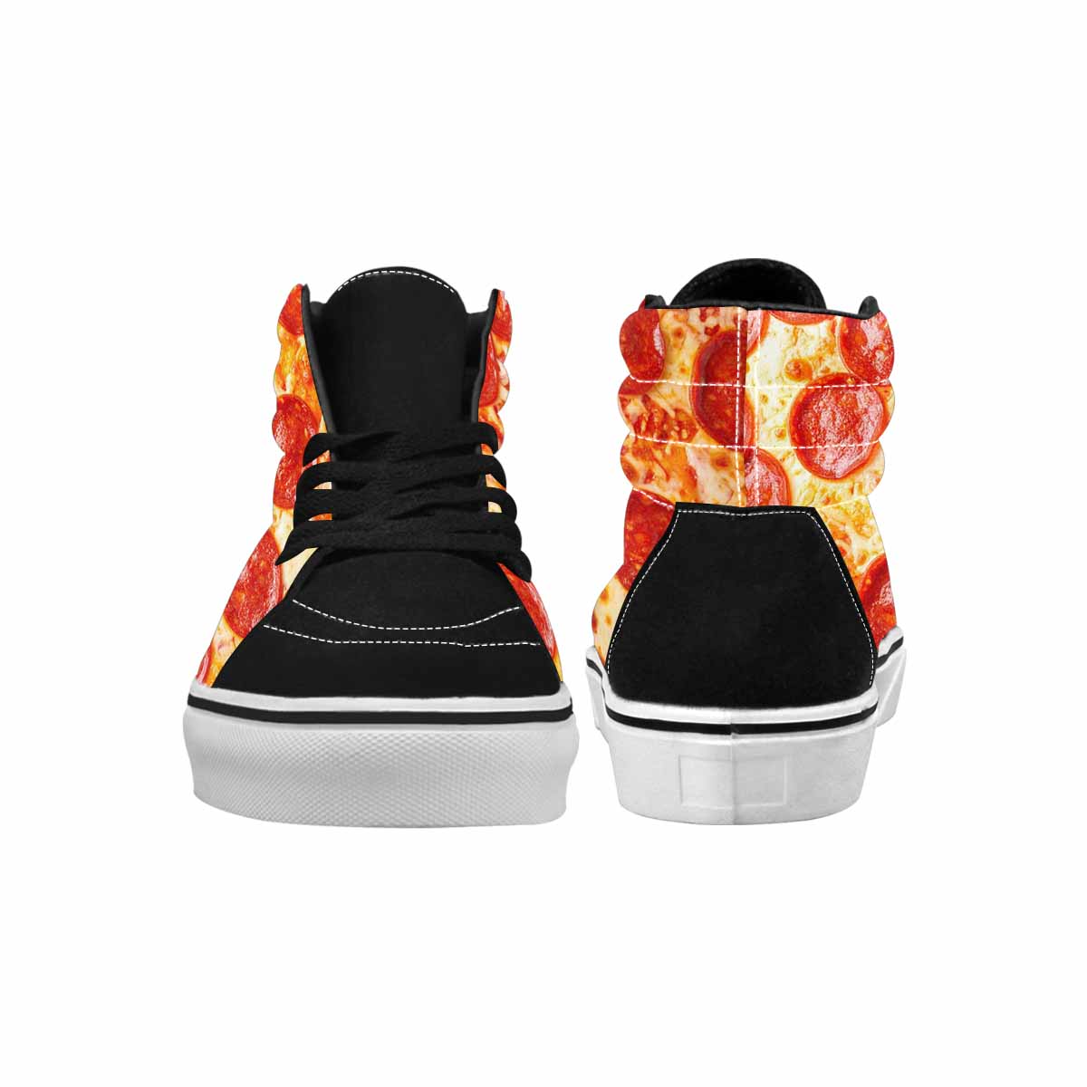 WOMEN'S Pepperoni Pizza Print High Top Canvas Grunge Custom Sneakers