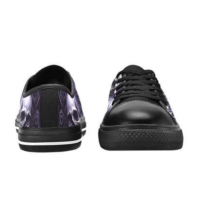 WOMEN'S Skull Butterfly Purple Iridescent Low Top Canvas Vibrant Chaos Shoes