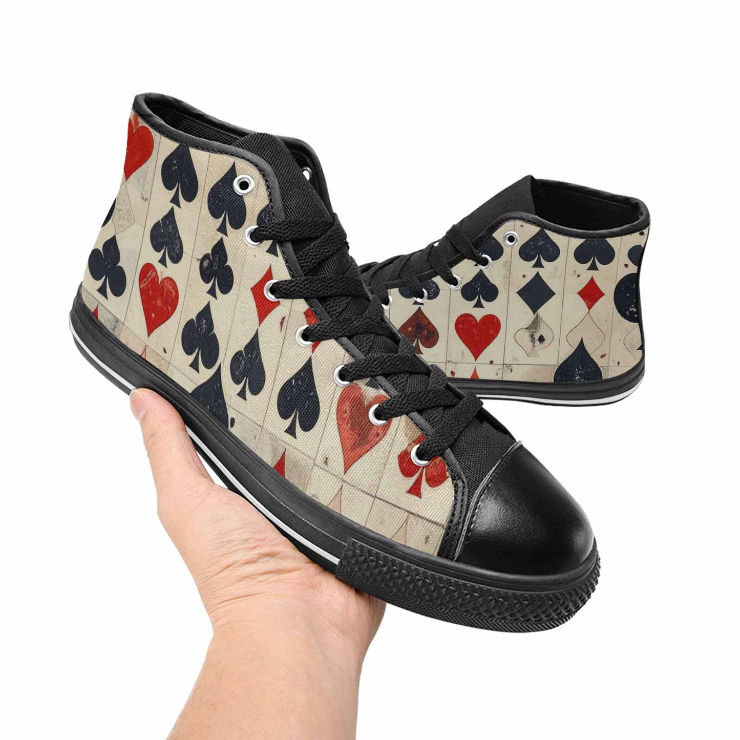 WOMEN'S Playing Card Suit High Top Canvas Neon Fantasy Custom Sneakers