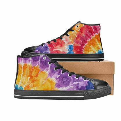 MEN'S Tie Dye Swirl High Top Canvas Aesthetic Custom Sneakers