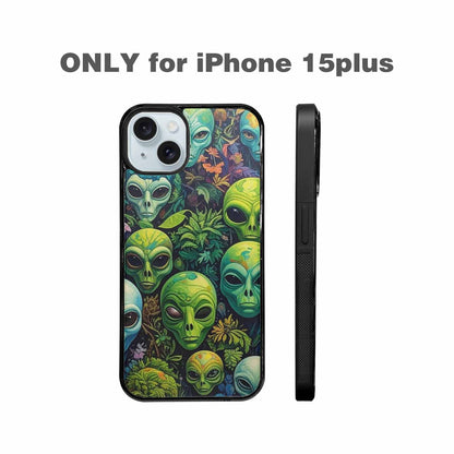 iPhone 15 Plus Case — Aliens Pattern Hundreds Of Sma Ajm, Original Design Phone Case
