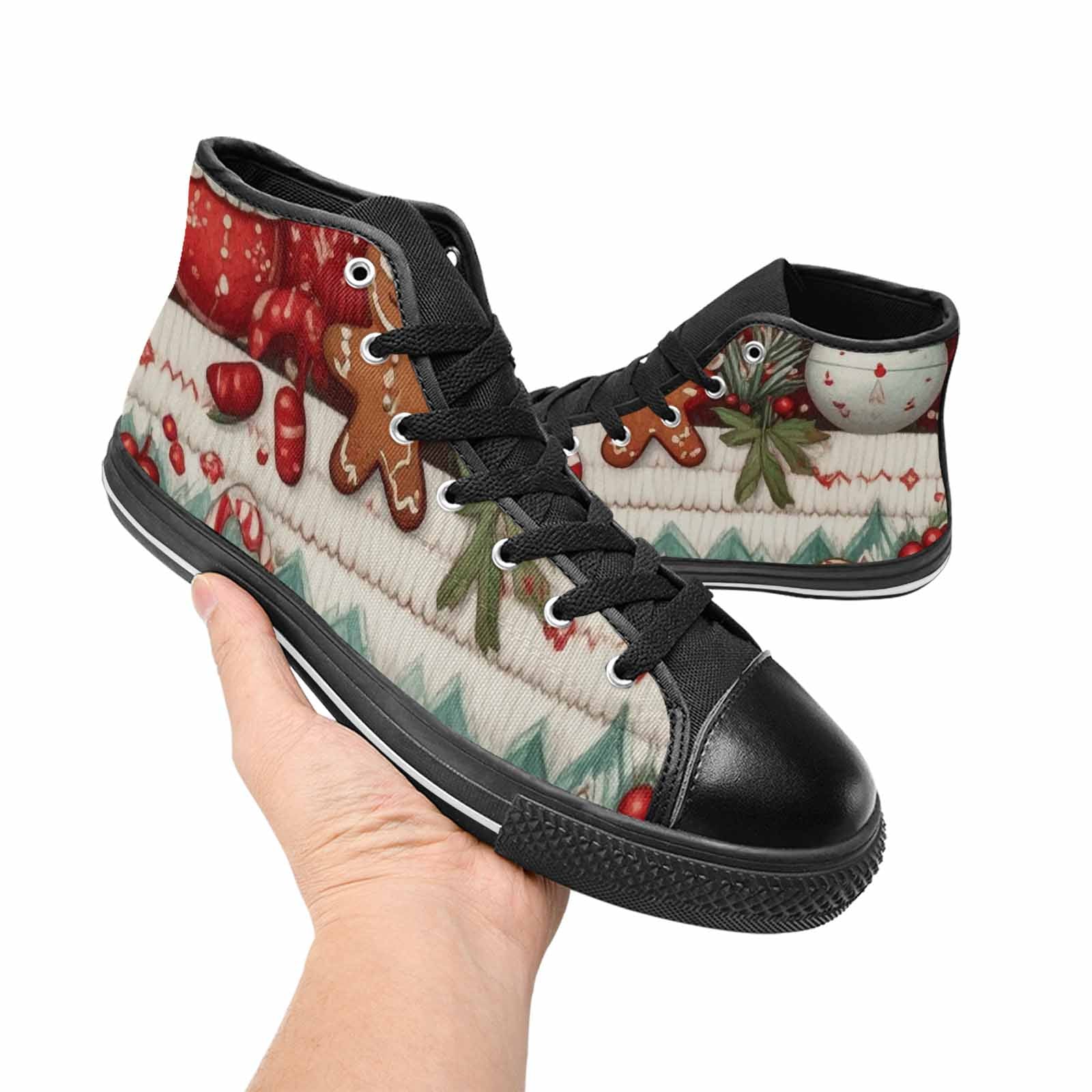 MEN'S Christmas Holly Snowflake High Top Canvas Dark Academia Sneakers