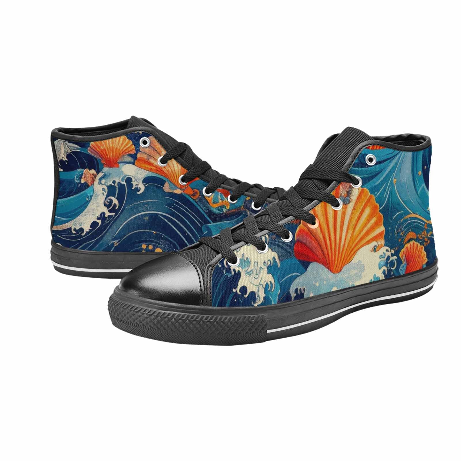 MEN'S Ocean Wave High Top Canvas Wallpaper Art Custom Shoes