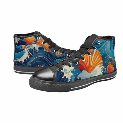 MEN'S Ocean Wave High Top Canvas Wallpaper Art Custom Shoes