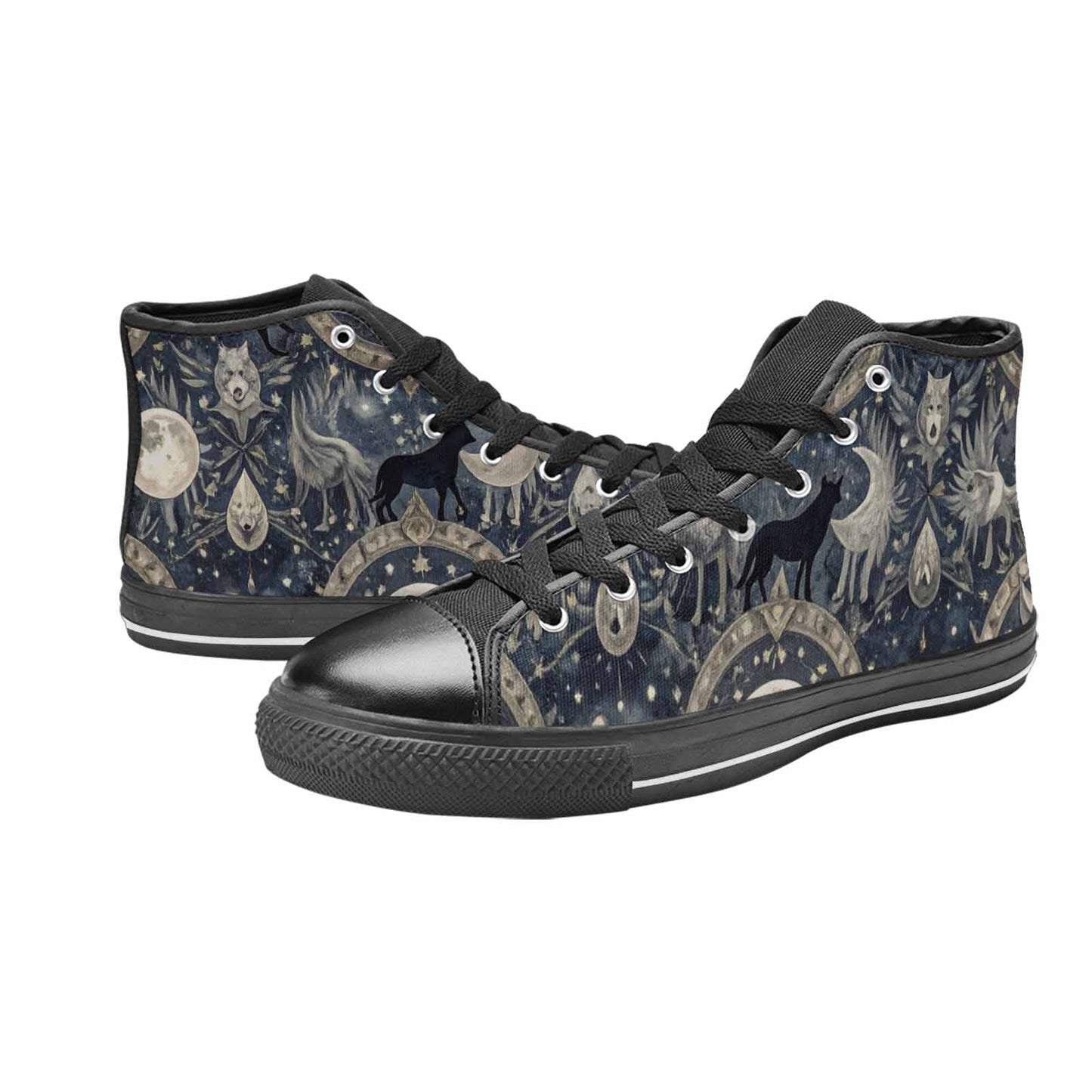 WOMEN'S Wolves Everywhere Collage High Top Canvas Surreal Custom Shoes