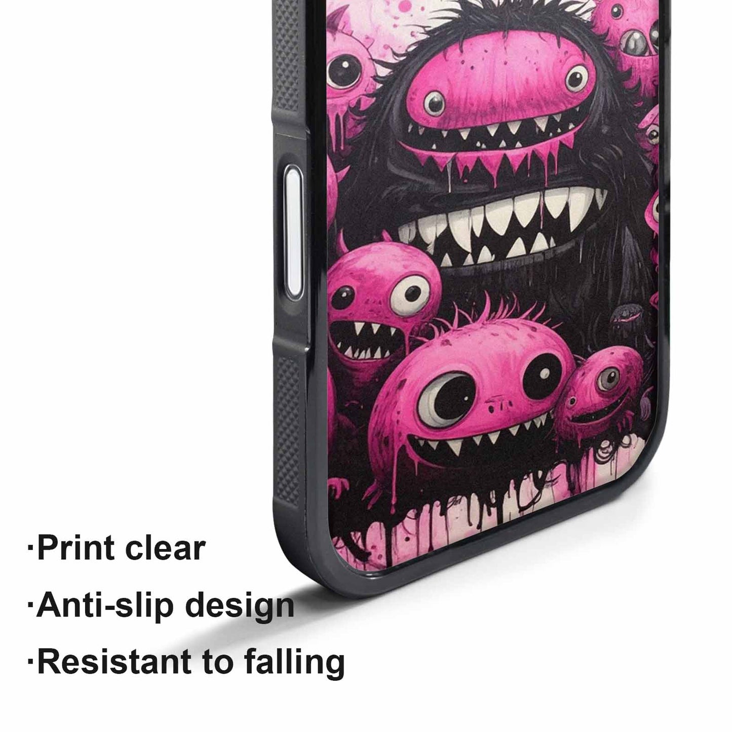 iPhone 17 Pro Max Case — Black &amp; Pink Ink Cartoon Cute, Original Design Phone Case