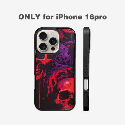 iPhone 16 Pro Case — Red Purple Skeletons Neon Drip Melting, Custom Print Case Cover