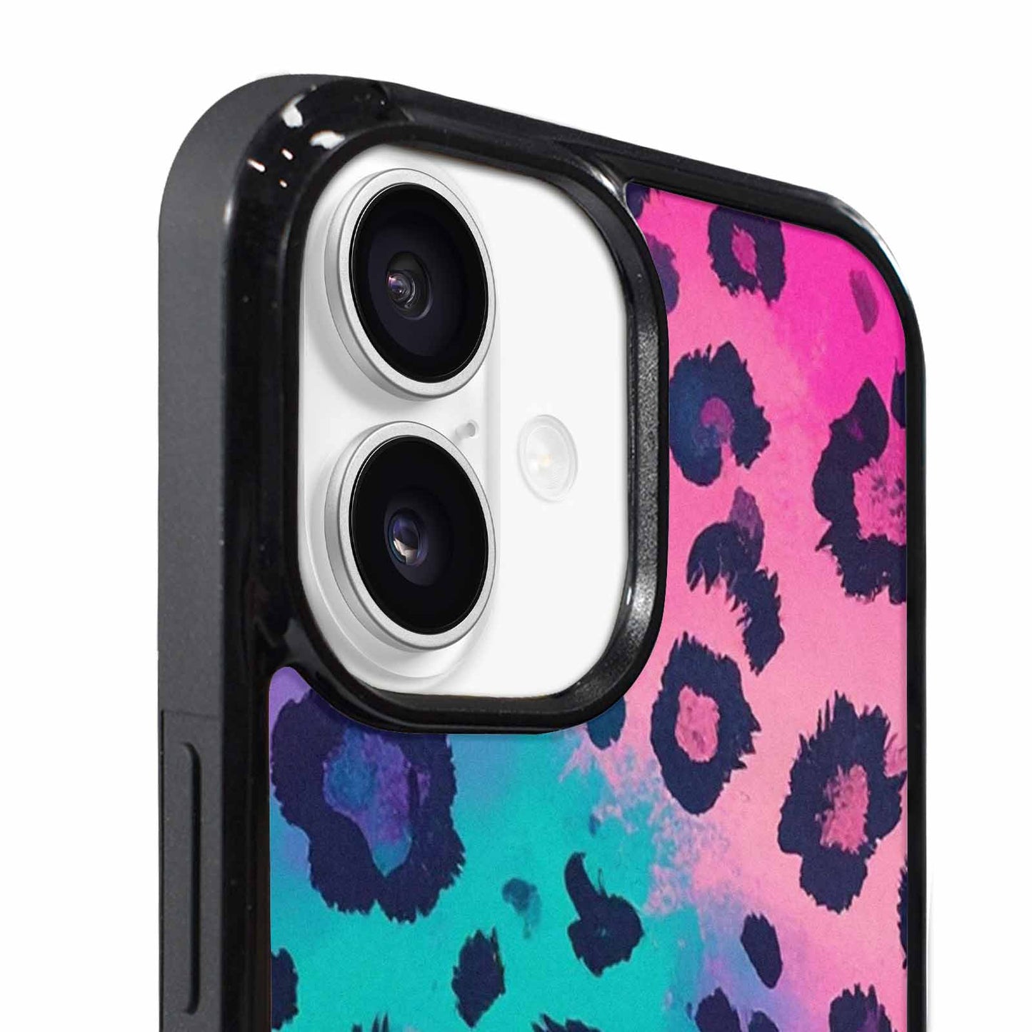 iPhone 17 Case — Leopard Neon Pink Teal Airbrush Animal, Custom Designed Case Cover