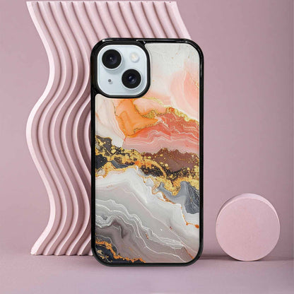 iPhone 15 Case — Marble Vein Marble Veins Pattern Hundreds, Customized Protective Case