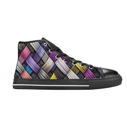 MEN'S Asexual Flag Color High Top Canvas Grunge Custom Sneakers