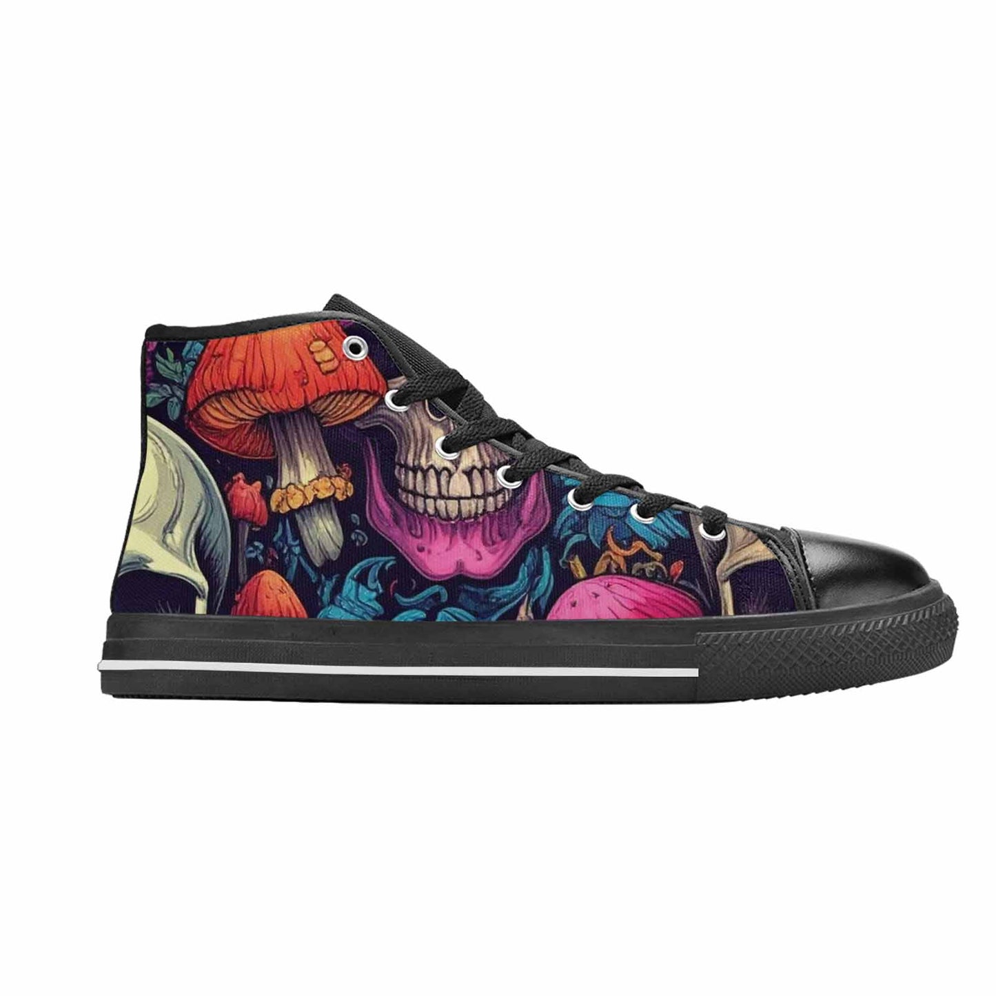 MEN'S Mushroom Skull High Top Canvas Vibrant Chaos Custom Shoes