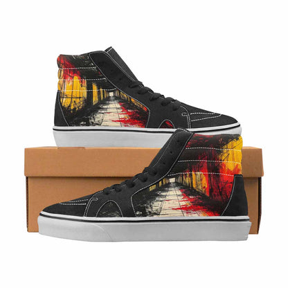 WOMEN'S Liminal Black & Red Ink High Top Canvas Wearable Art Grunge Original Art Sneakers