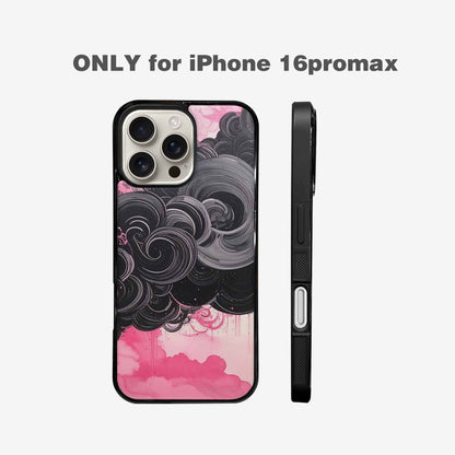iPhone 16 Pro Max Case — Van Gogh Swirl Black Pink Ink, Custom Print Case Cover