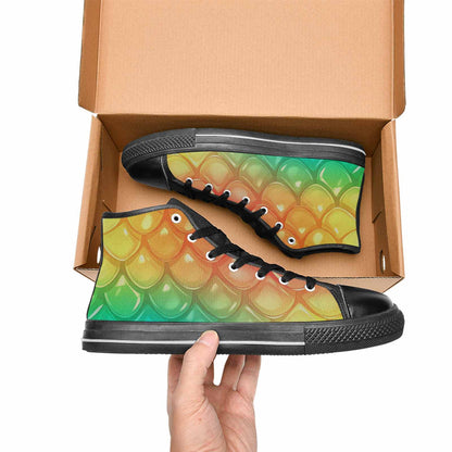 MEN'S Dark Snake Print High Top Canvas Vivid Custom Sneakers