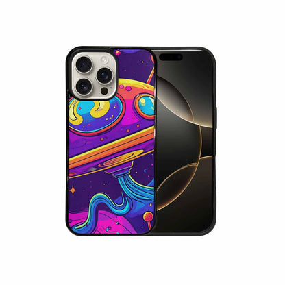 iPhone 16 Pro Max Case — Alien Ufo Cartoon Art Pattern Groovy, Custom Phone Case