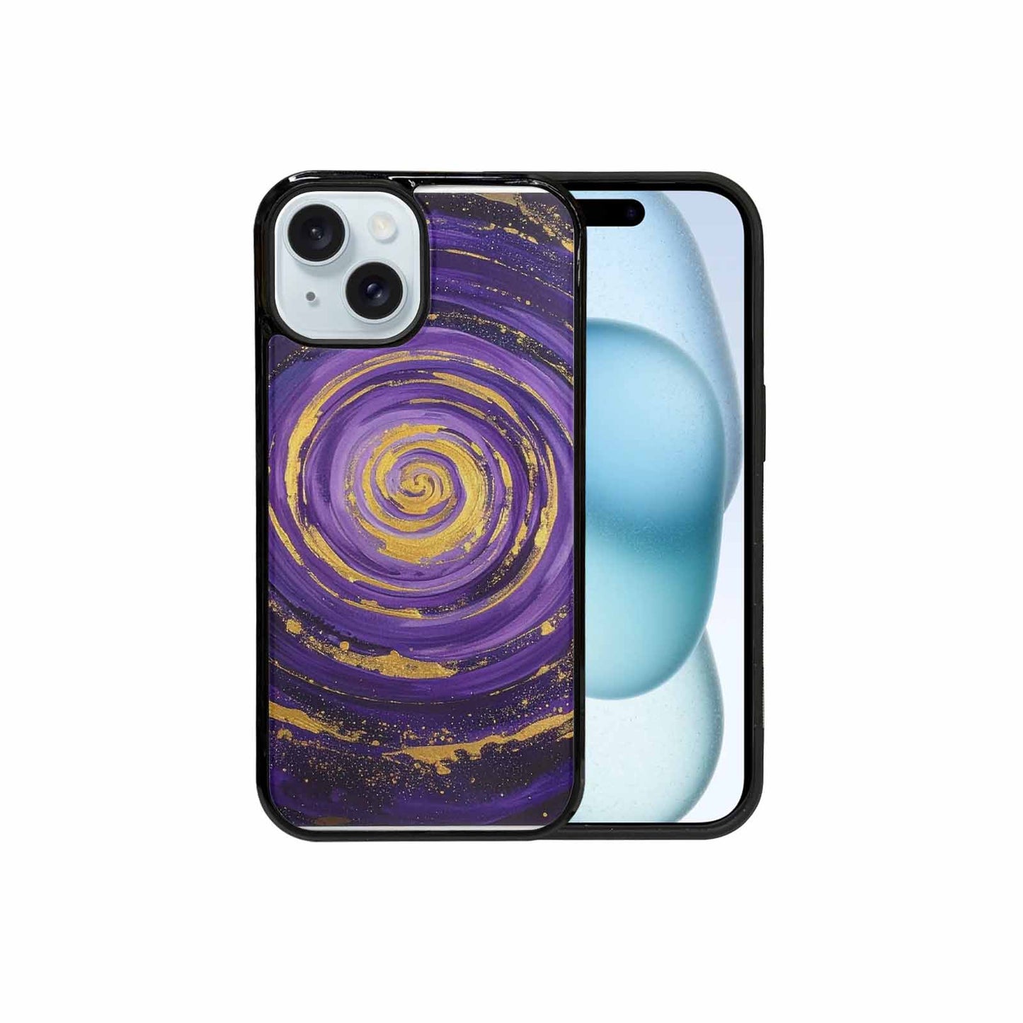 iPhone 15 Case — Swirling Brushstroke Starry Night Texture Blended, Personalized Phone Case