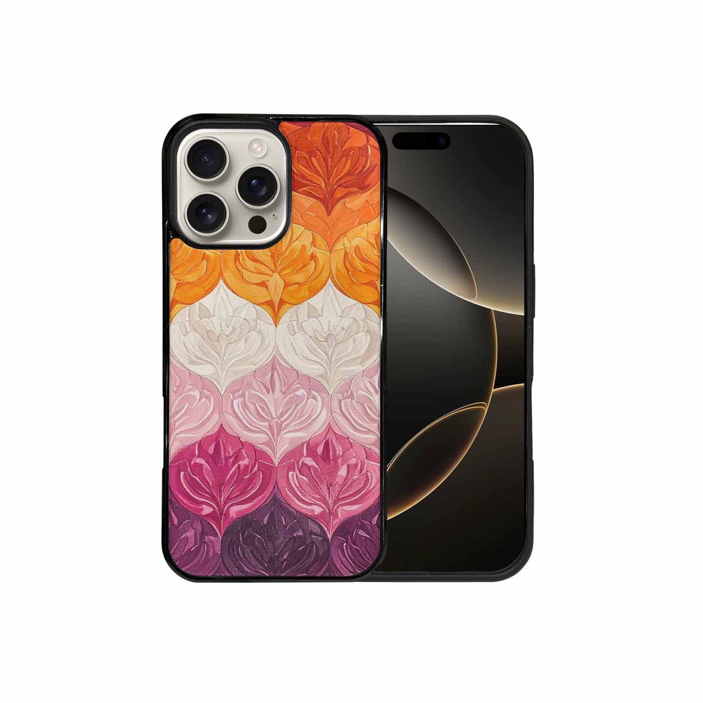 iPhone 16 Pro Max Case — Lesbian Flag Color Theme Small Rainbow, Customized Protective Case