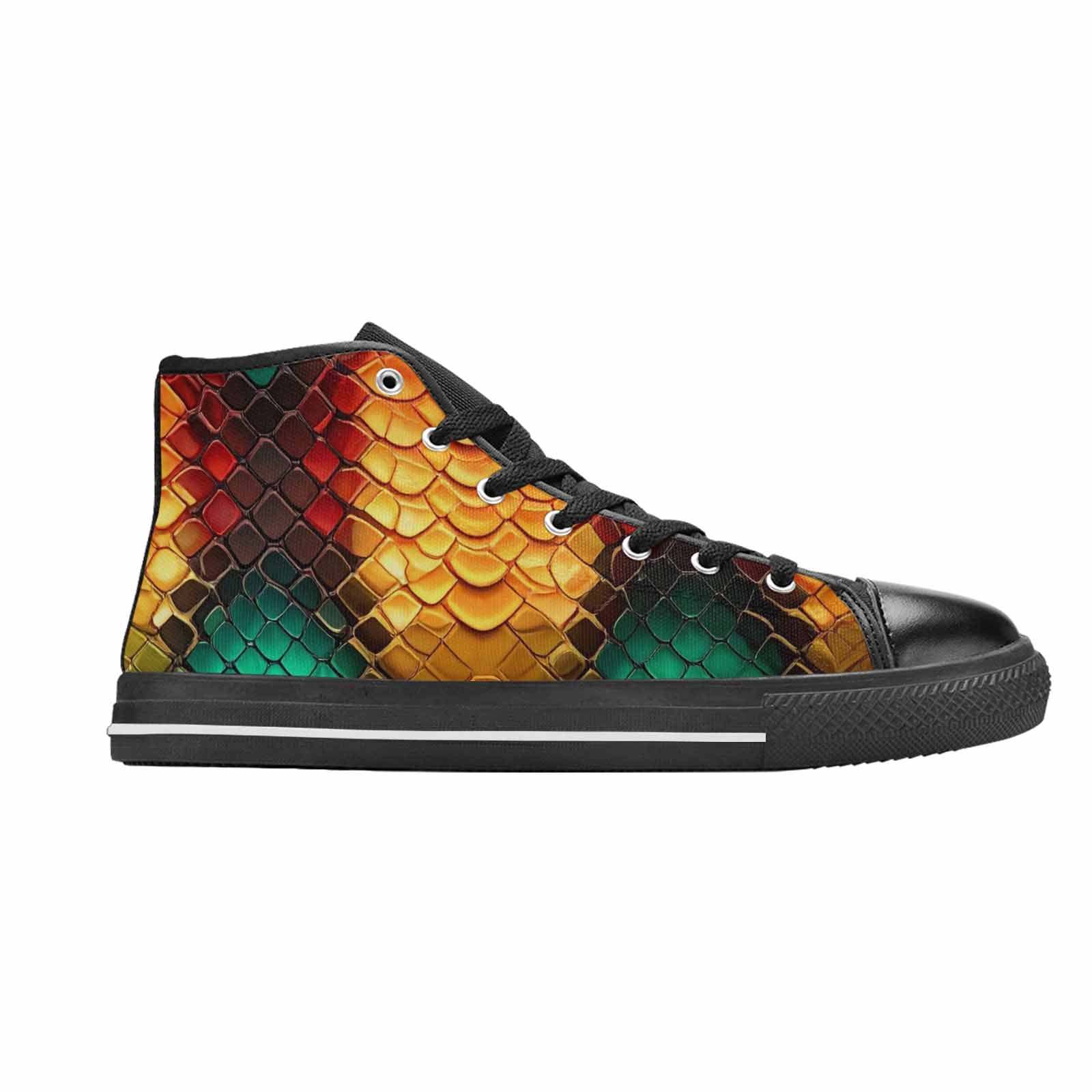 WOMEN'S Dark Snake Print High Top Canvas Y2K Custom Sneakers